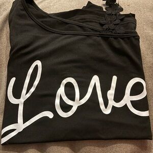 SHEIN Black Tee with White 'Love' Script